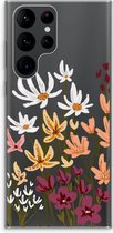 Case Company® - Samsung Galaxy S22 Ultra hoesje - Painted wildflowers - Soft Cover Telefoonhoesje - Bescherming aan alle Kanten en Schermrand