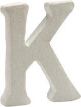 decoratieletter K 12,5 x 2 x 15 cm polystyreen wit