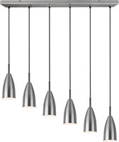 LED Hanglamp - Hangverlichting - Trion Farona - E14 Fitting - 6-lichts - Rond - Mat Nikkel - Aluminium - BES LED