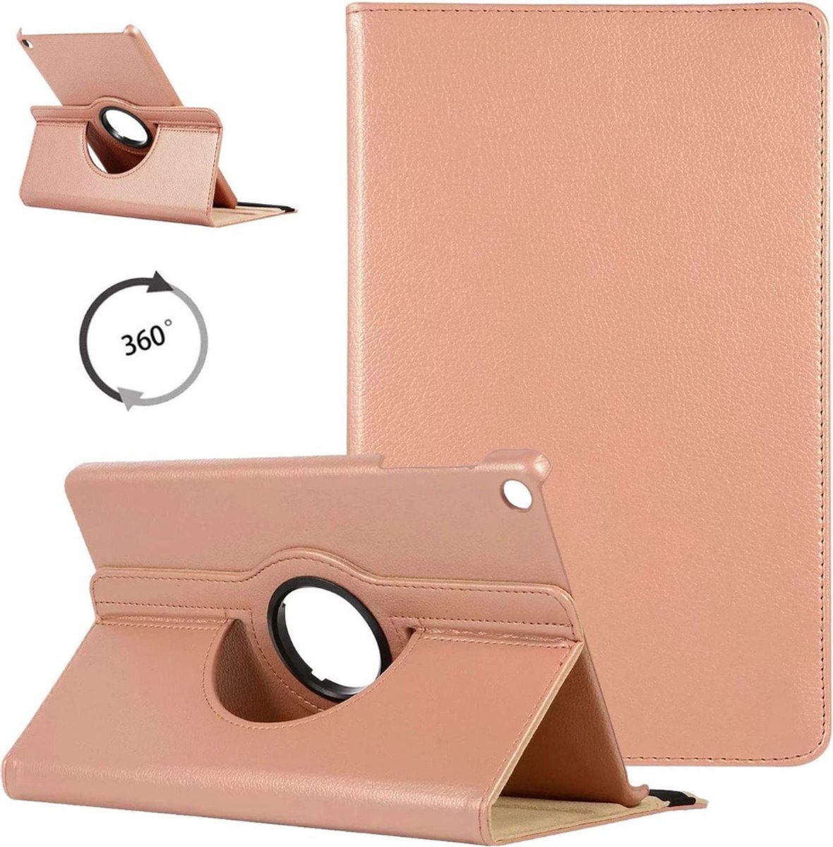 LuxeBass Hoesje geschikt voor Samsung Galaxy Tab A 10.1 inch 2019 SM T510 T515 Draaibaar Hoesje - Rose goud