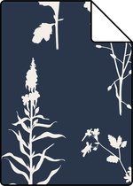 Proefstaal ESTAhome behangpapier veldbloemen donkerblauw - 139397 - 26,5 x 21 cm