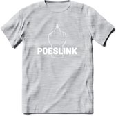 Poeslink! - Katten T-Shirt Kleding Cadeau | Dames - Heren - Unisex | Kat / Dieren shirt | Grappig Verjaardag kado | Tshirt Met Print | - Licht Grijs - Gemaleerd - S