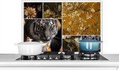 Spatscherm keuken 90x60 cm - Kookplaat achterwand Goud - Zwart - Kunst - Glitter - Muurbeschermer - Spatwand fornuis - Hoogwaardig aluminium