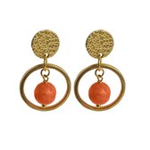 Flow Jewels Hang Oorbellen Arya Terracotta Steentje Goud