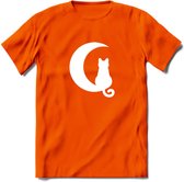 Nacht Wacht - Katten T-Shirt Kleding Cadeau | Dames - Heren - Unisex | Kat / Dieren shirt | Grappig Verjaardag kado | Tshirt Met Print | - Oranje - 3XL