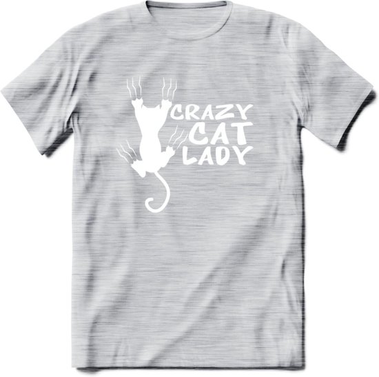 Crazy Cat Lady - Katten T-Shirt Kleding Cadeau | Dames - Heren - Unisex | Kat / Dieren shirt | Grappig Verjaardag kado | Tshirt Met Print | - Licht Grijs - Gemaleerd - L