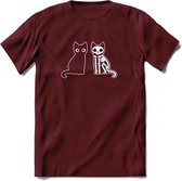 Cat Scan - Katten T-Shirt Kleding Cadeau | Dames - Heren - Unisex | Kat / Dieren shirt | Grappig Verjaardag kado | Tshirt Met Print | - Burgundy - XXL