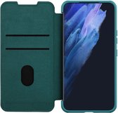 Nillkin Qin Pro Hoesje voor de Samsung Galaxy S22 - Book Case met Camera Slider - Ruimte voor Twee Pasjes Groen