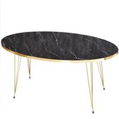 Luxiqo® Moderne Salontafel - Salontafel Zwart Marmer - Salontafel Modern - Luxe Koffietafel -  Bijzettafel Woonkamer - 90 x 90 x 43 Cm - Zwart Marmer/Goud