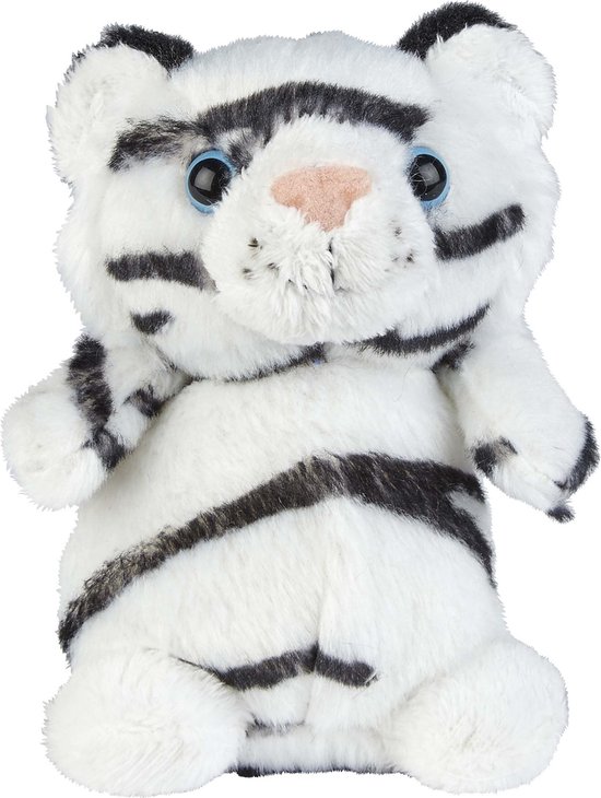 Pluche knuffel dieren Witte Tijger 12 cm - Speelgoed wilde dieren knuffelbeesten