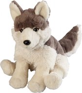 Pluche grijze wolf knuffel 30 cm - Wolven wilde dieren knuffels - Speelgoed voor kinderen