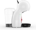 Witte Krups Piccolo XS met een rood bedieningspaneel en een waterreservoir.