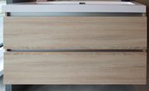 Badmeubel 100 cm zweeds hout wit eiken greeplijst met wastafel zonder kraangat Bestur Dagur