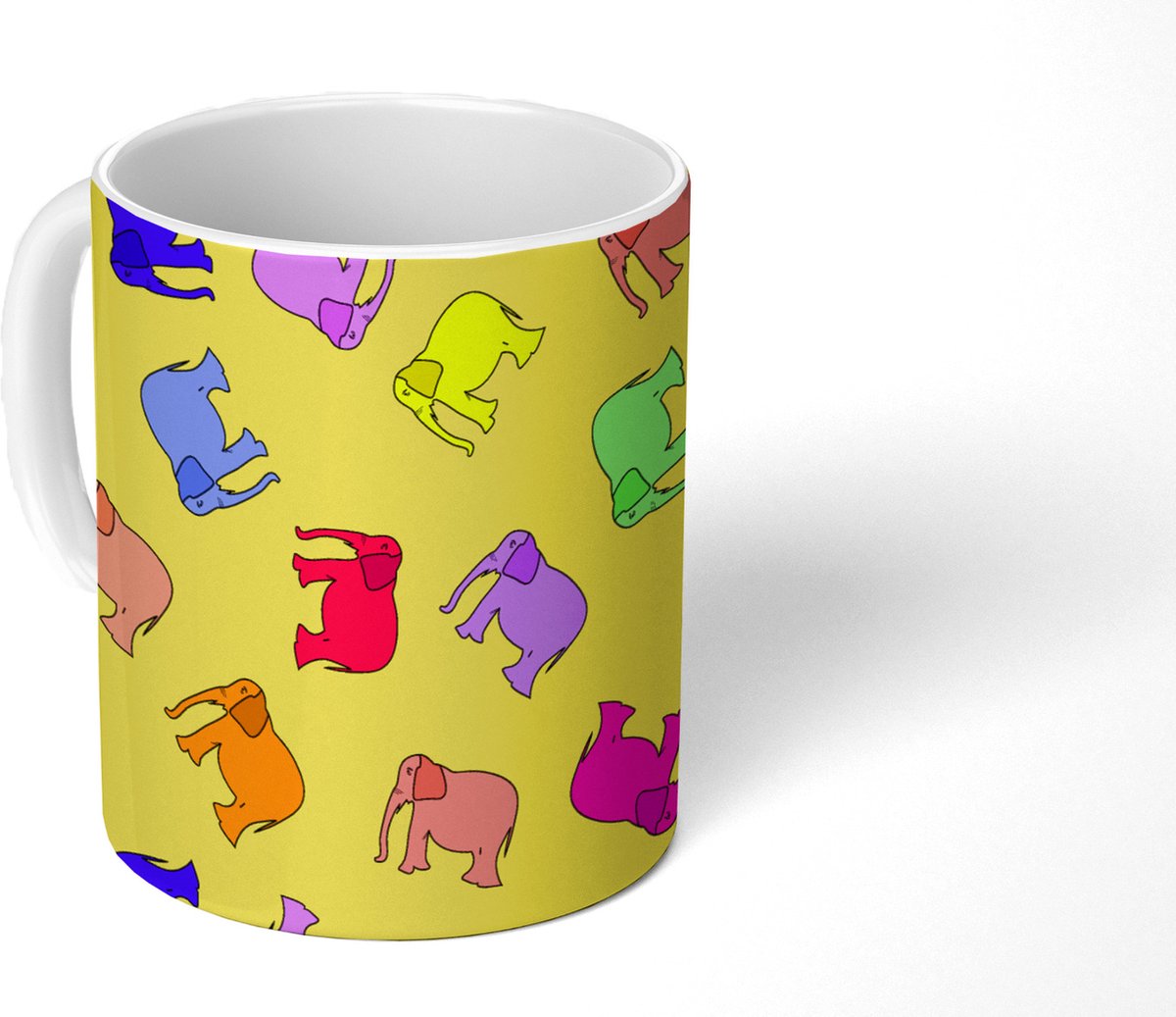 Mok - Koffiemok - Olifant - Geel - Patronen - Mokken - 350 ML - Beker - Koffiemokken - Theemok