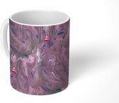 Mok - Verf - Paars - Marmer print - Design - Mokken - 350 ML - Beker - Uitdeelcadeautjes
