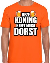 Koningsdag t-shirt deze Koning heeft mega dorst / bier - oranje - heren - koningsdag outfit / kleding S