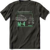 M4 Sherman leger T-Shirt | Unisex Army Tank Kleding | Dames / Heren Tanks ww2 shirt | Blueprint | Grappig bouwpakket Cadeau - Donker Grijs - L