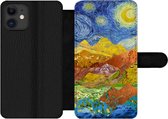 Bookcase Geschikt voor iPhone 12 Pro telefoonhoesje - Oude Meesters - Collage - Van Gogh - Met vakjes - Wallet case met magneetsluiting
