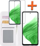 Samsung Galaxy A53 Hoesje Bookcase Met Screenprotector - Samsung Galaxy A53 Screenprotector - Samsung Galaxy A53 Book Case Met Screenprotector Wit