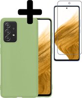 Hoesje Geschikt voor Samsung A53 Hoesje Siliconen Case Met Screenprotector - Hoes Geschikt voor Samsung Galaxy A53 Hoes Siliconen - Groen