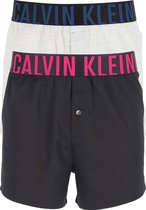 Calvin Klein Woven Boxers Slim Fit (2-pack) - wijde boxers katoen - grijs en zwart -  Maat: L
