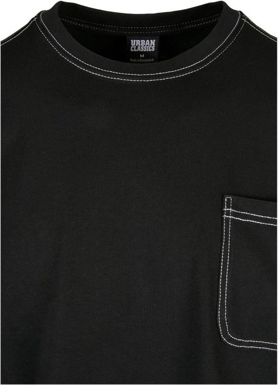 Urban Classics Longsleeve shirt Heavy Oversized Contrast Stitch Zwart/Wit