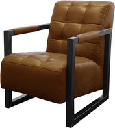 Industriële fauteuil Salina | leer Colorado cognac 03 | 60 cm breed