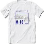 M18 Hellcat leger T-Shirt | Unisex Army Tank Kleding | Dames / Heren Tanks ww2 shirt | Blueprint | Grappig bouwpakket Cadeau - Wit - XL