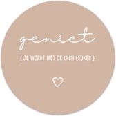 Label2X - Muurcirkel geniet lach beige - Ø 20 cm - Dibond - Multicolor - Wandcirkel - Rond Schilderij - Muurdecoratie Cirkel - Wandecoratie rond - Decoratie voor woonkamer of slaap