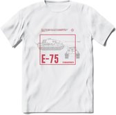 E75 leger T-Shirt | Unisex Army Tank Kleding | Dames / Heren Tanks ww2 shirt | Blueprint | Grappig bouwpakket Cadeau - Wit - XXL