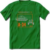 A34 Comet leger T-Shirt | Unisex Army Tank Kleding | Dames / Heren Tanks ww2 shirt | Blueprint | Grappig bouwpakket Cadeau - Donker Groen - M