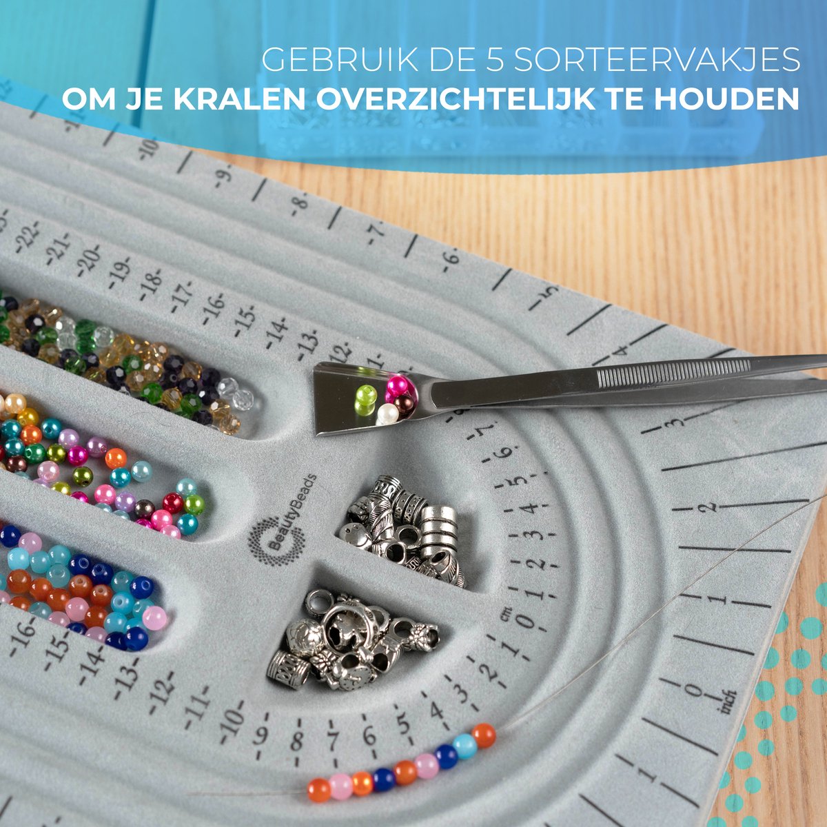 BeautyBeads Kralen Rijgbord – 33 x 20cm Legbord voor Sieraden Maken – Kralen Ontwerp Bord voor Armbanden Kettingen en Andere Kraalsieraden - BB301 — afbeelding 6