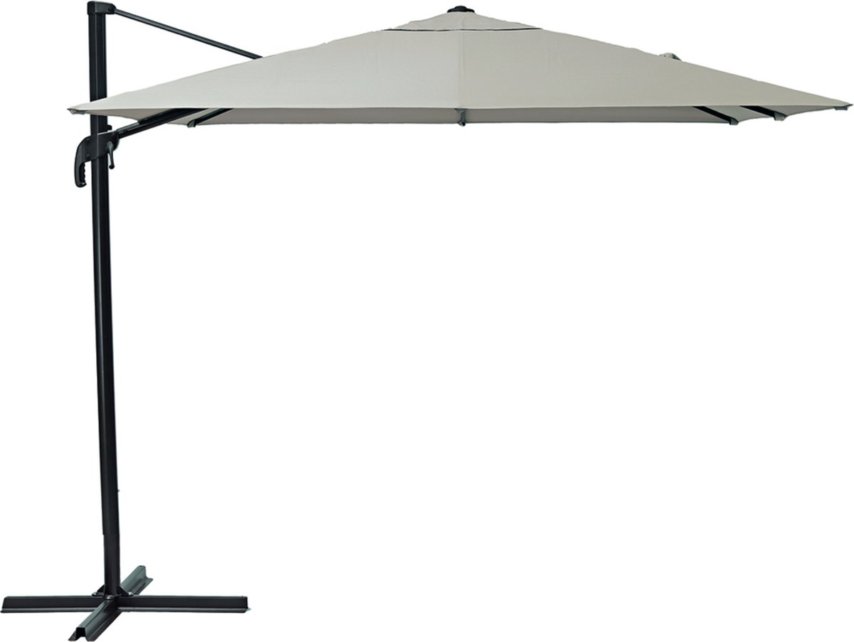 NATERIAAL - AURA vrijdragende parasol - Vierkant - L.290 x B.290 cm - 8,40 m² - 100% UV bescherming - waterafstotend - kantelbaar - 360° draaibaar - aluminium - polyester - taupe - parasol