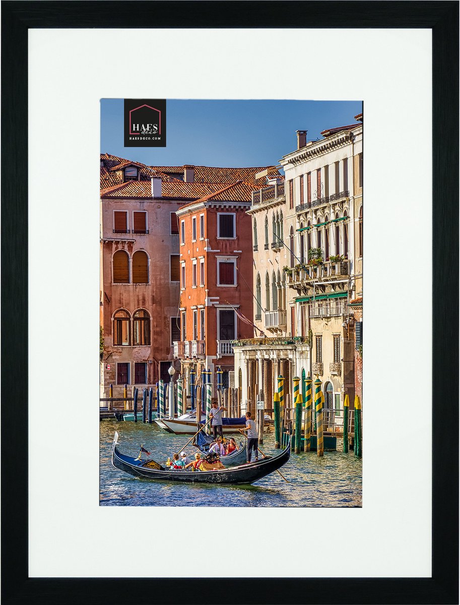 HAES deco Houten Fotolijst met Passe-partout Venezia zwart voor 1 foto formaat 20x30 of 30x40 -SP12940