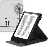 kwmobile case geschikt voor met Amazon Kindle Paperwhite 11. Generation 2021 - E reader cover van kunstleer - In zwart / wit Paardenbloemen Liefde design