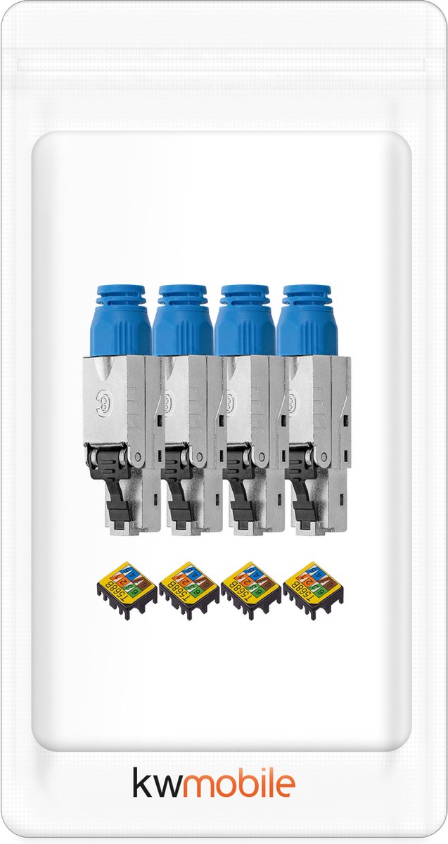 kwmobile set van 12 keystone adapters voor CAT6A kabels - Geschikt voor RJ45 poort - Met afgeschermde metalen behuizing - Overdrachtssnelheid 10 Gb/s