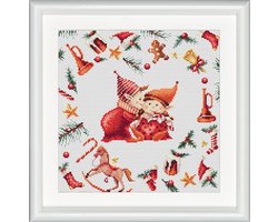 Dutch Stitch Brothers - DIY borduurpakket - DSB019A - Kerst Elf - Aida - 25 x 25 cm