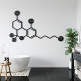 Wanddecoratie |Serotonine Molecuul / THC Molecule   decor | Metal - Wall Art | Muurdecoratie | Woonkamer |Zwart| 45x28cm