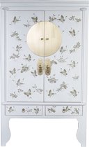 Fine Asianliving Chinese Bruidskast Handgeschilderde Vlinders Sneeuw Wit - Orientique Collection B100xD55xH175cm Chinese Meubels Oosterse Kast