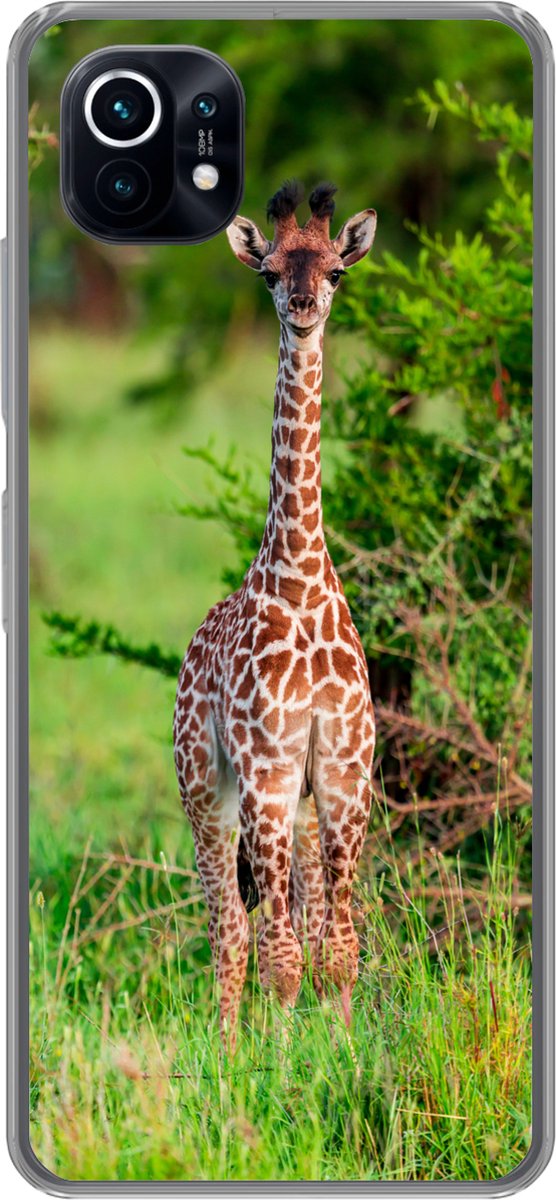 Telefoonhoesje Geschikt voor Xiaomi Mi 11 hoesje - Baby - Giraffe - Planten - Siliconen Telefoonhoesje Telefoonhoesje