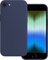 Hoes Geschikt voor iPhone SE 2022 Hoesje Siliconen Back Cover Case - Hoesje Geschikt voor iPhone SE (2022) Hoes Cover Hoesje - Donkerblauw