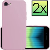 Hoes voor iPhone SE 2022 Hoesje Lila Cover Siliconen Case Hoes - 2x