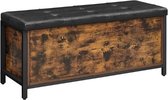 MIRA Home - kruk - bank - bruin/zwart - industrieel - 110 x 40 x 50 cm