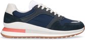 Manfield - Heren - Donkerblauwe suède sneakers met oranje details - Maat 41