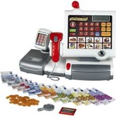 Klein Toys elektronische kassa - touchpad, scanner, weegschaal en rekenmachinefunctie - 31x15,5x23 cm - incl. speelgeld, uitschuifbare geldla, licht- en geluidseffecten - grijs