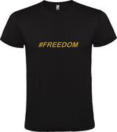 Zwart T shirt met print van "BORN TO BE FREE " print Goud size XXL