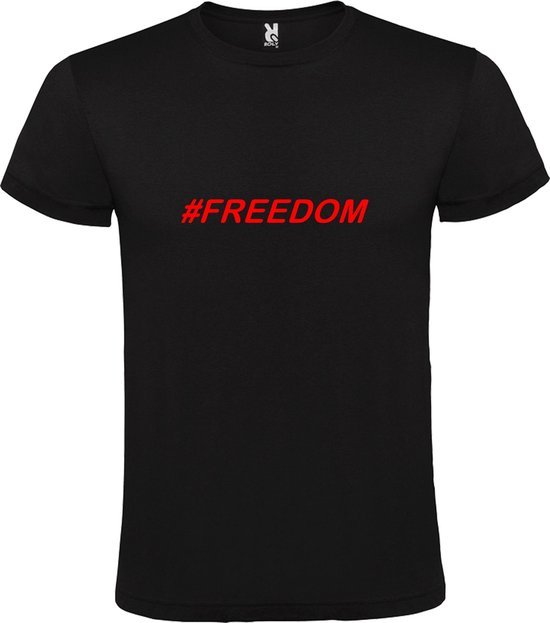 Zwart  T shirt met  print van "# FREEDOM " print Rood size XXXXL