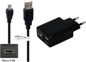 3A lader + 0,8m Micro USB kabel. TUV geteste oplader adapter met robuust snoer geschikt voor o.a.