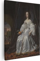 Artaza Canvas Schilderij Maria Stuart als Weduwe van Willem II - Bartholomeus van der Helst - 80x100 - Groot - Kunst - Wanddecoratie