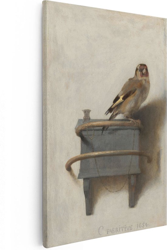 Artaza Toile Peinture Le Chardonneret - Carel Fabritius - 80x120 - Groot - Art - Impression sur Toile